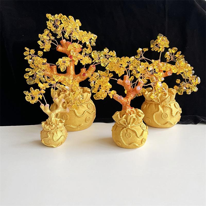 Natural Citrine Tree Pachira Macrocarpa Home Decoration Opening Gift Money Tree Decoration Factory Wholesale