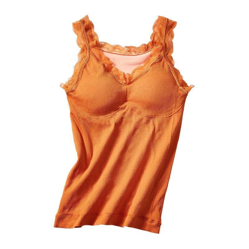 little bear fairy thermal vest camisole lace ribbon chest pad autumn and winter fleece-lined thickened extra large-size thermal underwear ladies Item Picture