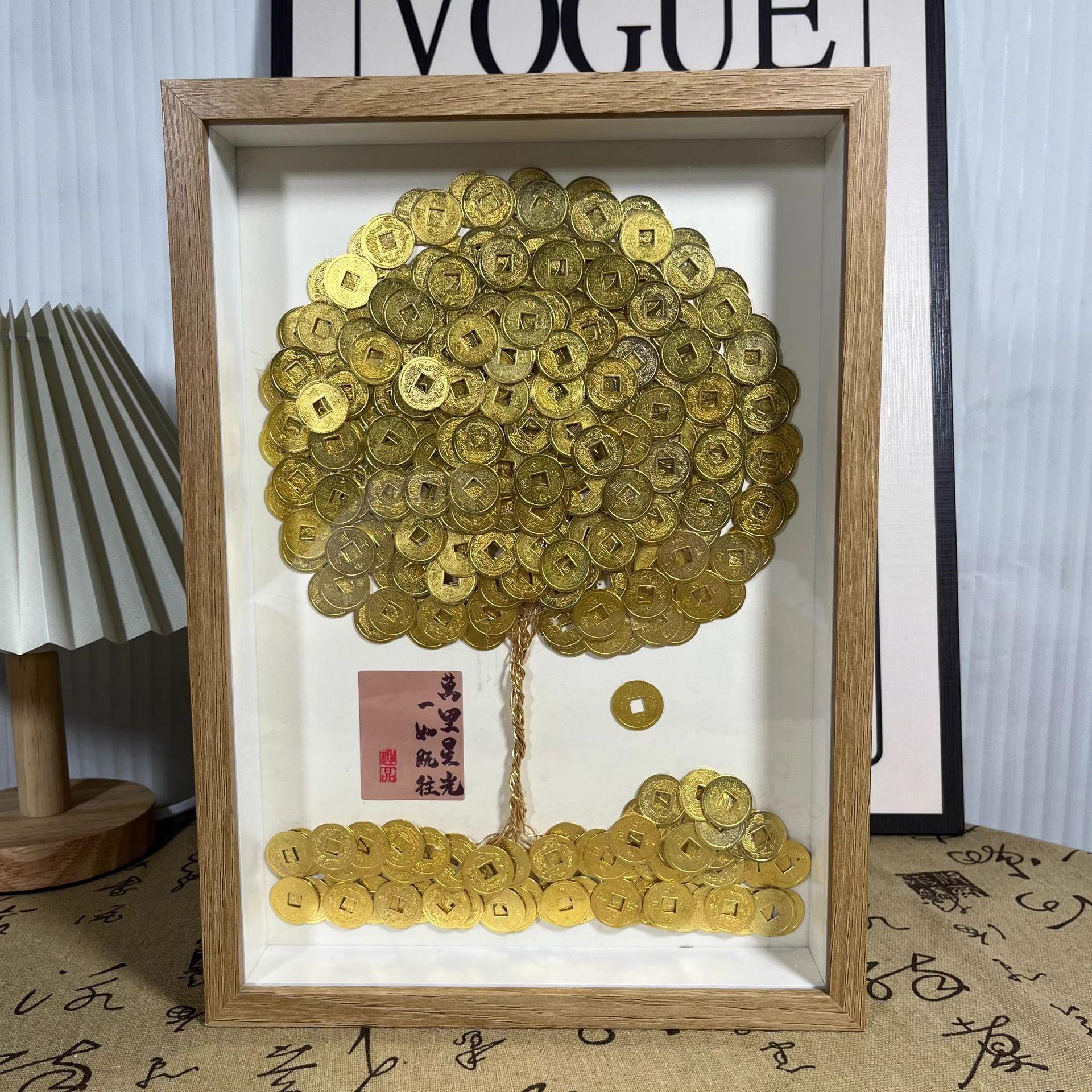 diy money tree opening fortune gold coin swing hallway gift fortune photo frame handmade money tree photo frame decoration diy Specification drawing