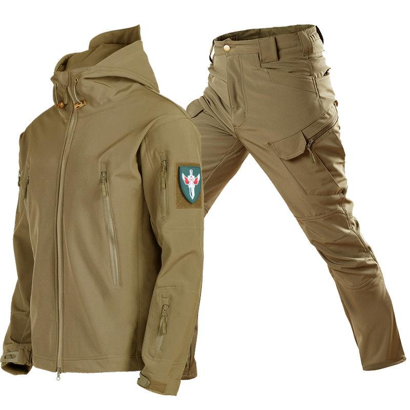 shark skin soft shell jacket suit camouflage jacket waterproof jacket warm suit outdoor source factory