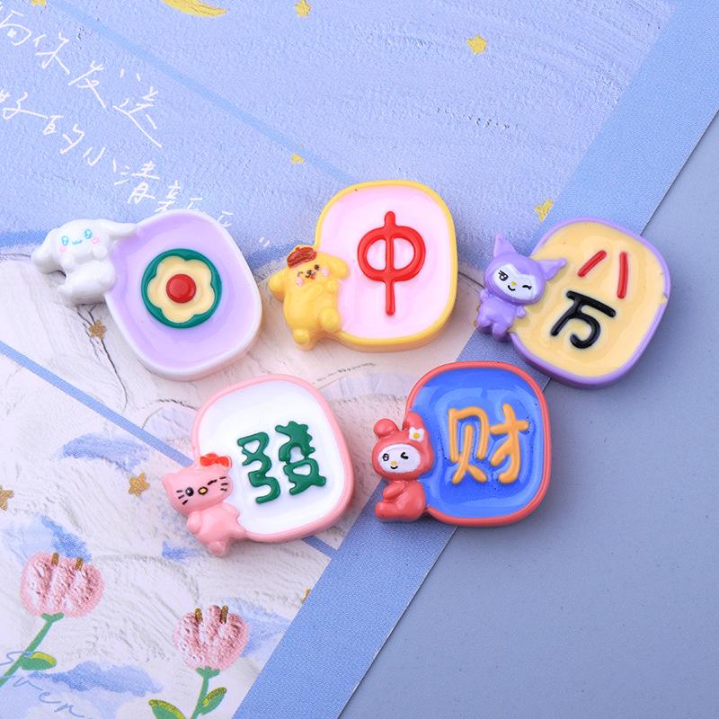 cartoon new mahjong white hair rope barrettes refridgerator magnets ornament diy cream glue resin accessories