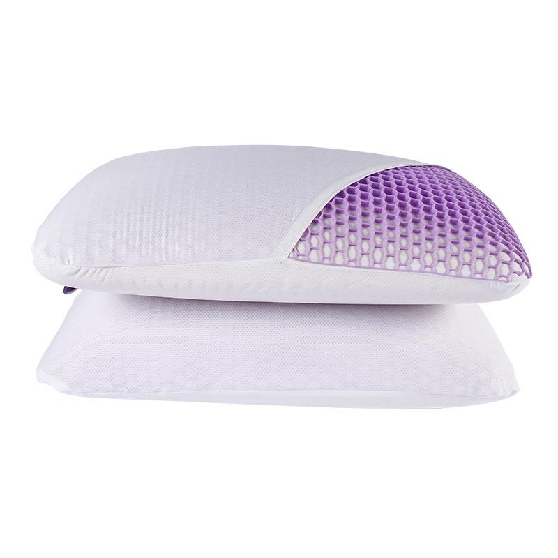 tpe high elastic air pillow hollowed purple honeycomb mesh gel pillow cervical support no pressure sleep latex pillow Item Picture