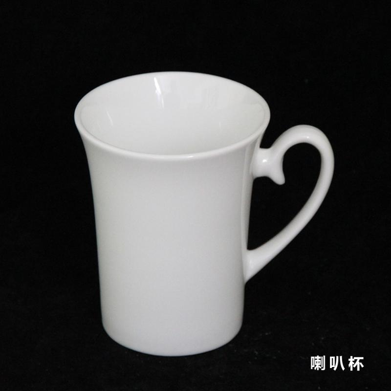 淄博马克杯纯白色漏斗杯陶瓷杯礼品杯广告杯山东博山陶瓷杯炻瓷杯细节图