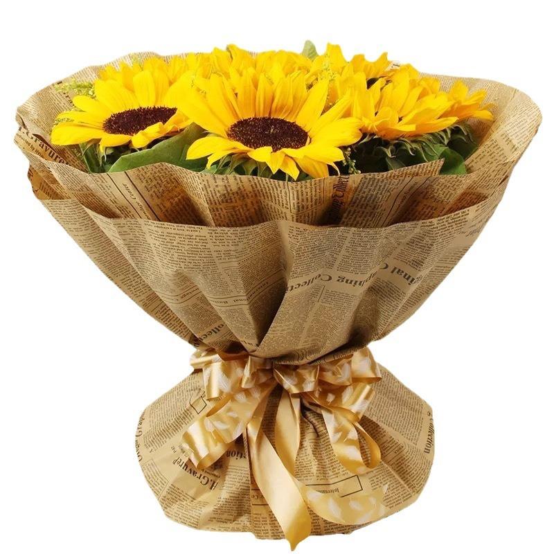 factory wholesale flowers wrapping paper nostalgic english newspaper retro kraft paper flower bouquet packaging materials Item Picture