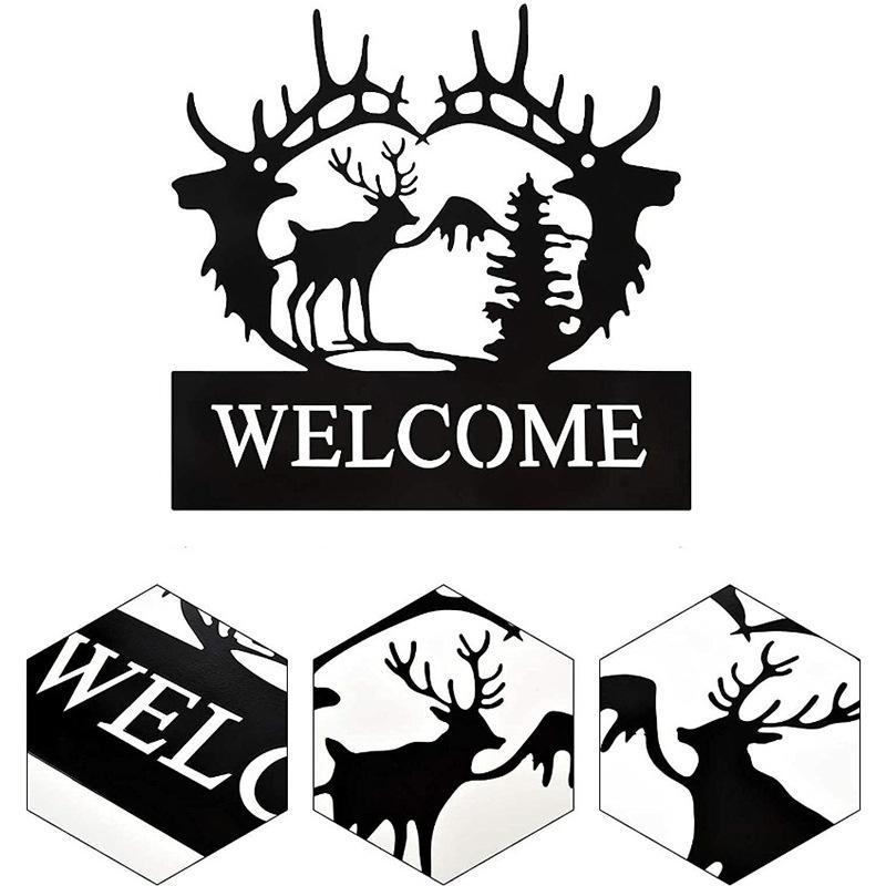 deer metal wall art deer pine tree wall decoration metal deer welcome sign details Picture