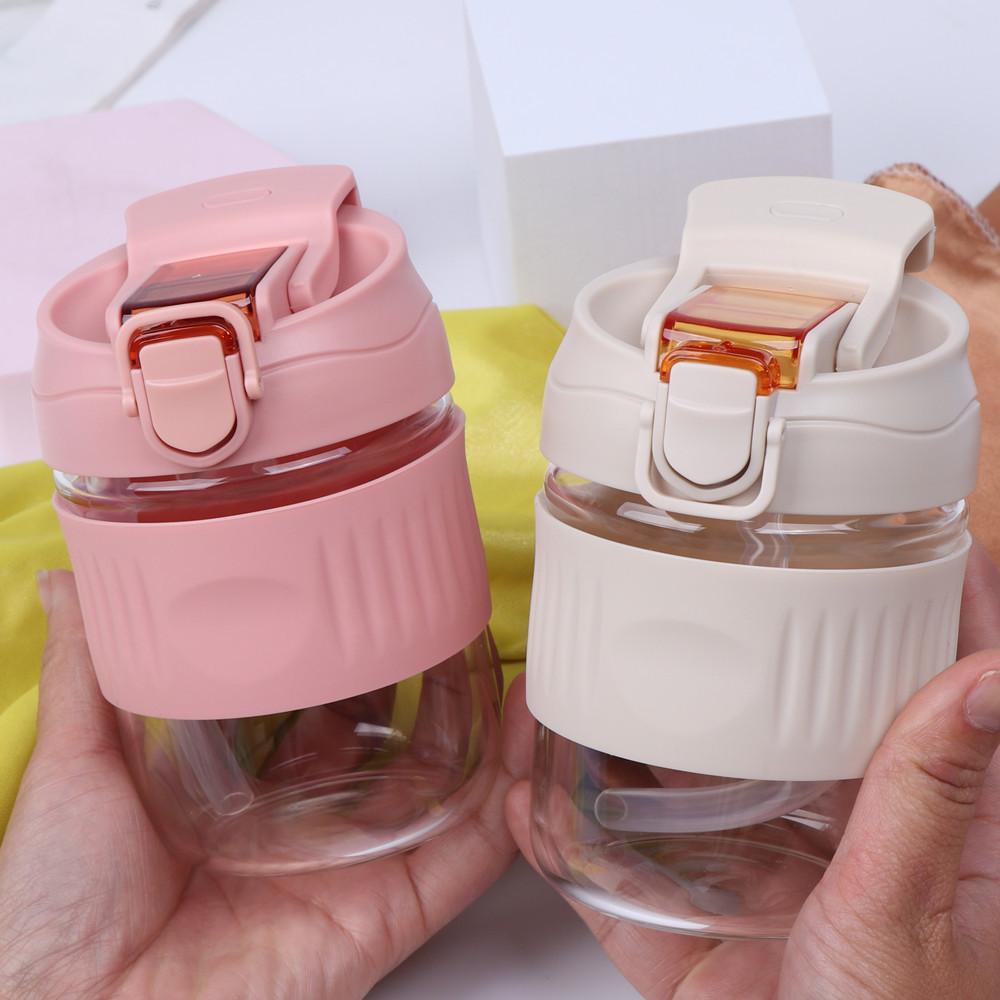 New double-drink plastic cup with straw, heat-resistant and shock-resistant, fashionable large-capacity coffee cup, heat-insulating thickened mouth cup details Picture