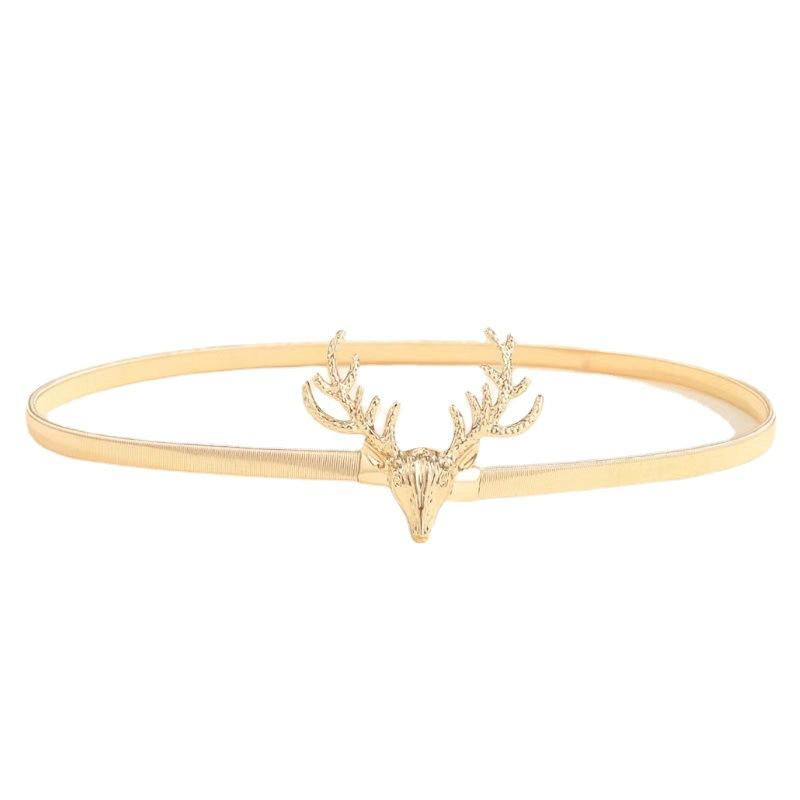 taobao new single deer head decoration metal elastic waist chain women's sweet fashion spring waist chain // d Item Picture