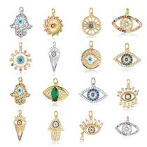 evil eye copper zircon diy jewelry accessories fatima palm eyes tears colored zirconium necklace pendant
