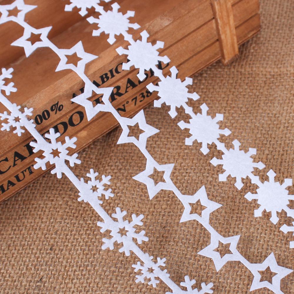 25/35mm Non-Woven White Snowflake Ribbon Ultrasonic Embossing Christmas Decorative Lace
