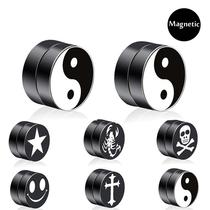 Wholesale Magnet Ear Studs Magnet Men's Titanium Steel Cross Eight-Diagram-Shaped Appetizer Pattern Non-Piercing Ear Clip Pseudo Earrings