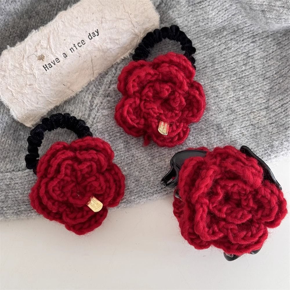 Cute red rose flower clips, New Year red handcrafted flower art hair clips, Chenmo accessories, hair clips wholesale detail image 18