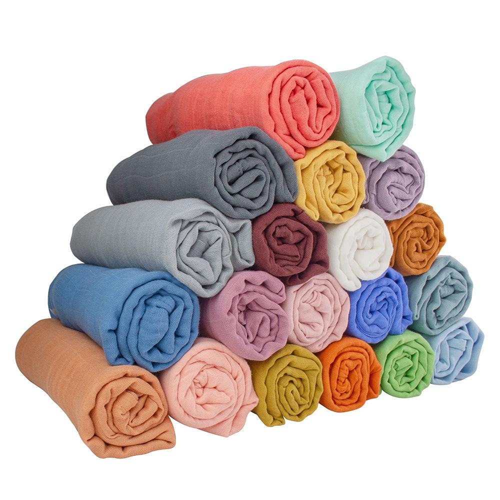 ins amazon hot selling bamboo cotton dyed gauze bath towel muslin baby wraparound cloth baby hug blanket plain quilt