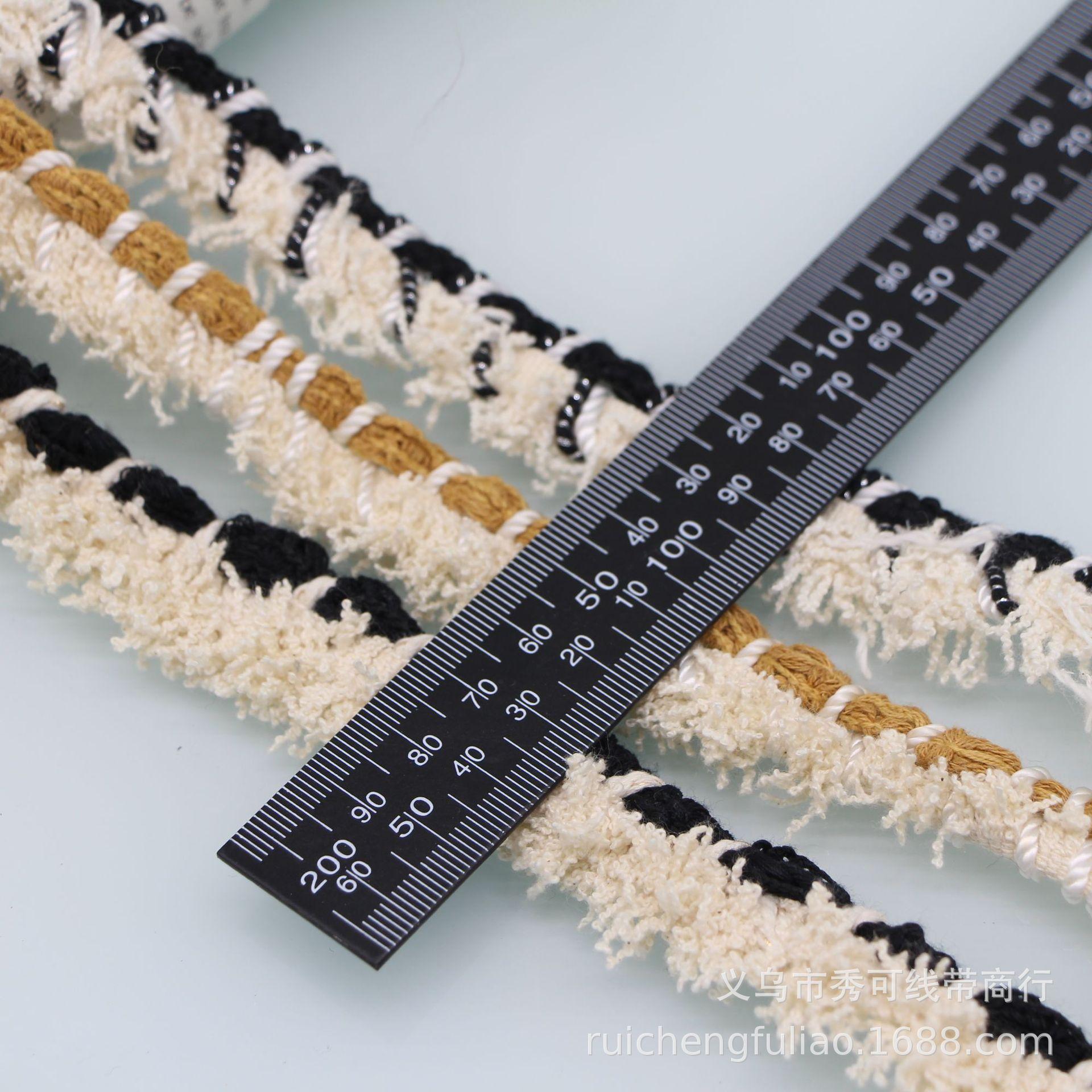 new black and white gold and silver stitching korean classic style tassel ribbon woven twist braid lace clothes edge cuff details Picture