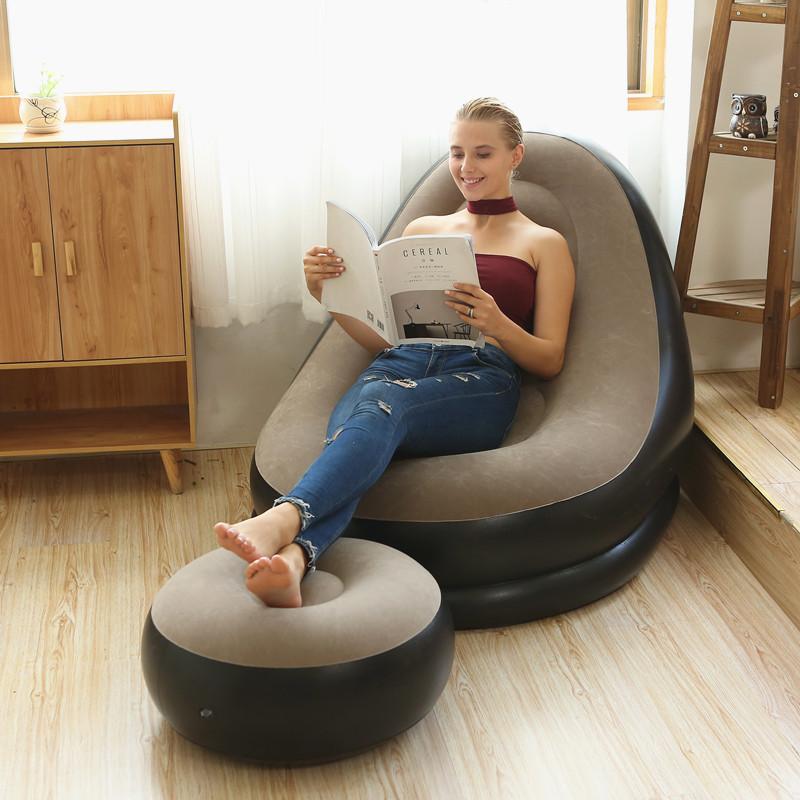 new lazy sofa inflatable foldable recliner outdoor sofa bed with pedal comfortable combination flocking couch full figure