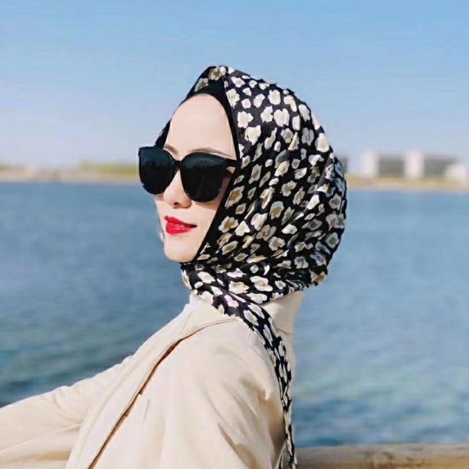 tiktok same spring and summer scarf headgear silk-like satin ribbon hat pullover hui veil casual headscarf new