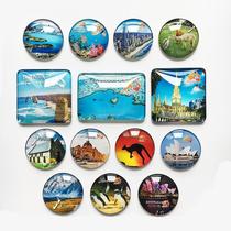 creative crystal glass magnetic refridgerator magnets custom round glass patch magnetic paste decoration tourism diy souvenir
