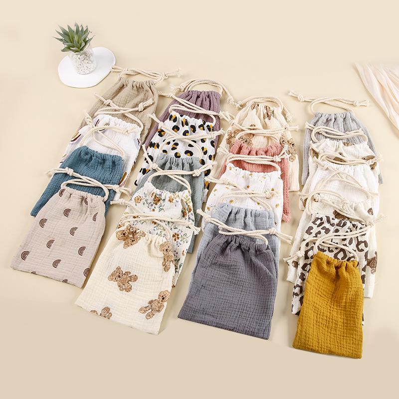 ins double-layer rope beam storage bag cotton crepe printed fabric muslin baby soothing towel storage bag hanging bag Application Scenario