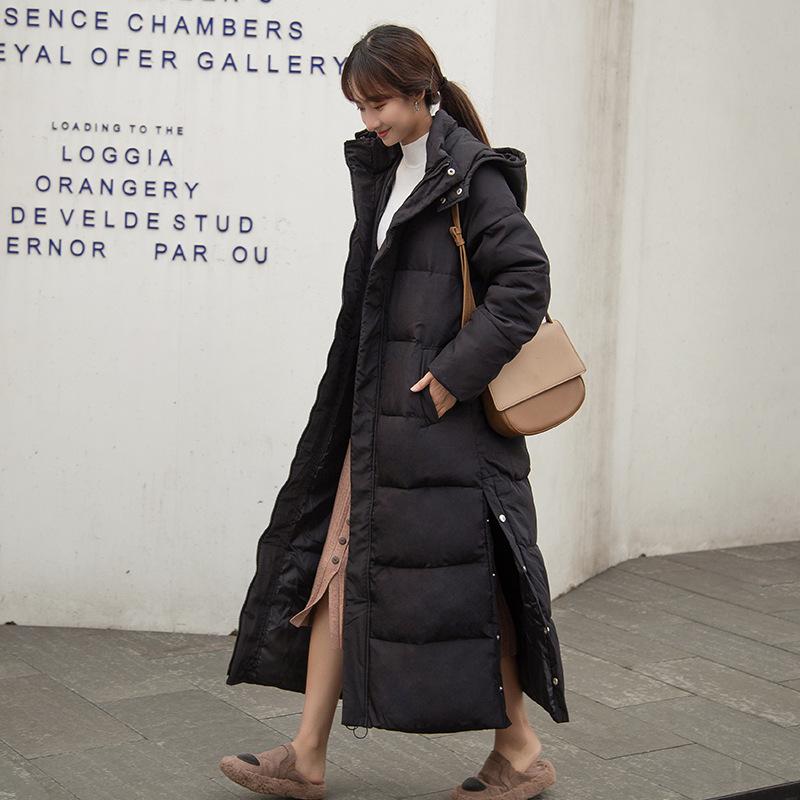 real shot 2023 winter new korean style down cotton jacket women's super long to ankle loose puffer thermal cotton-padded clothes