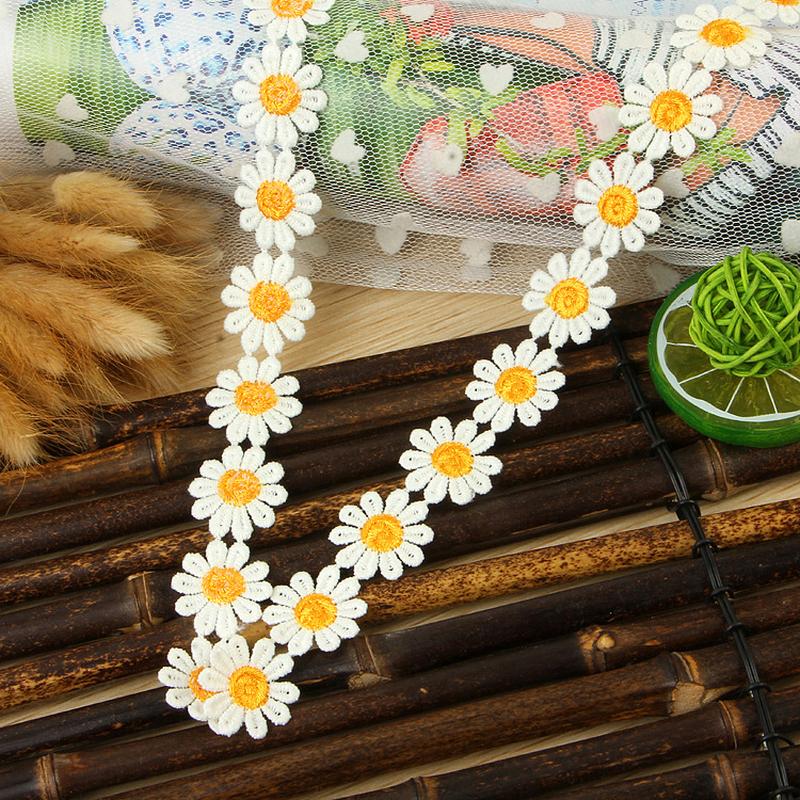 best-selling in stock 2.5cm hot 10-petal multi-color chrysanthemum milk fiber lace color embroidery lace Specification drawing