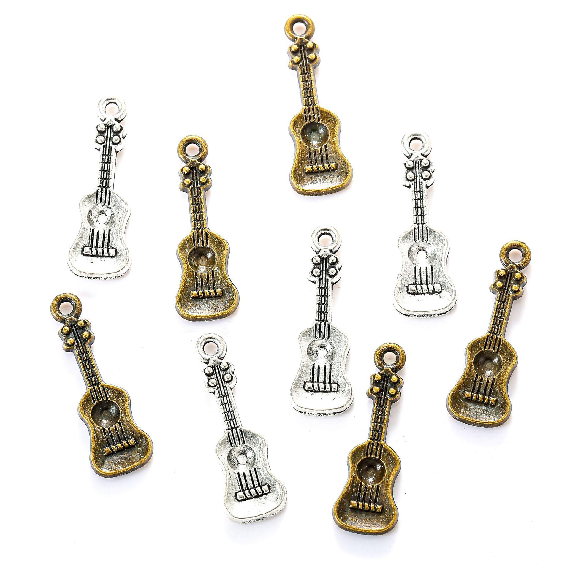 diy jewelry accessories materials 27 * 8mm vintage ornaments small guitar musical instrument bracelet necklace accessories pendant 9602