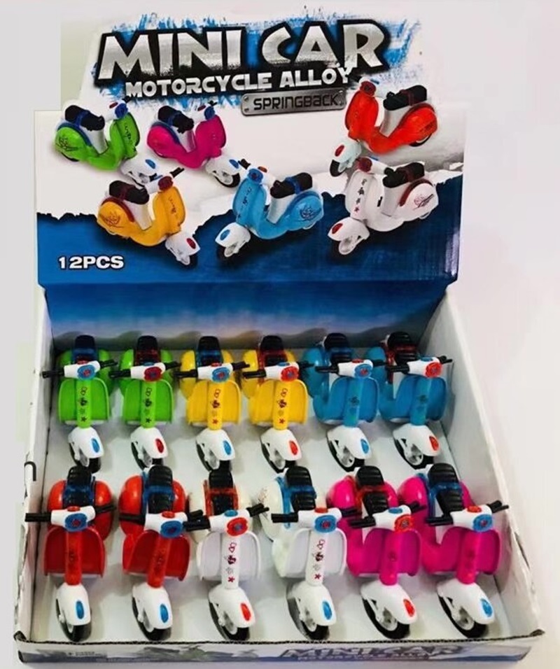 小绵羊合金回力摩托车12只展示盒六个颜色