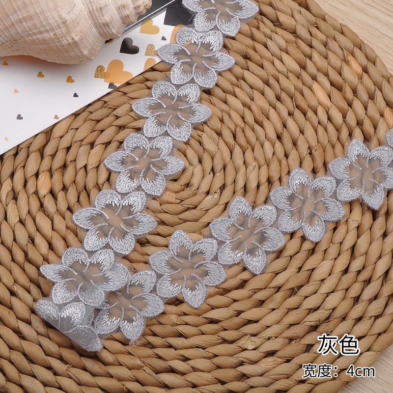 in stock supply 4cm lace multicolor organza net embroidery lace wholesale flower water soluble direct selling Specification drawing