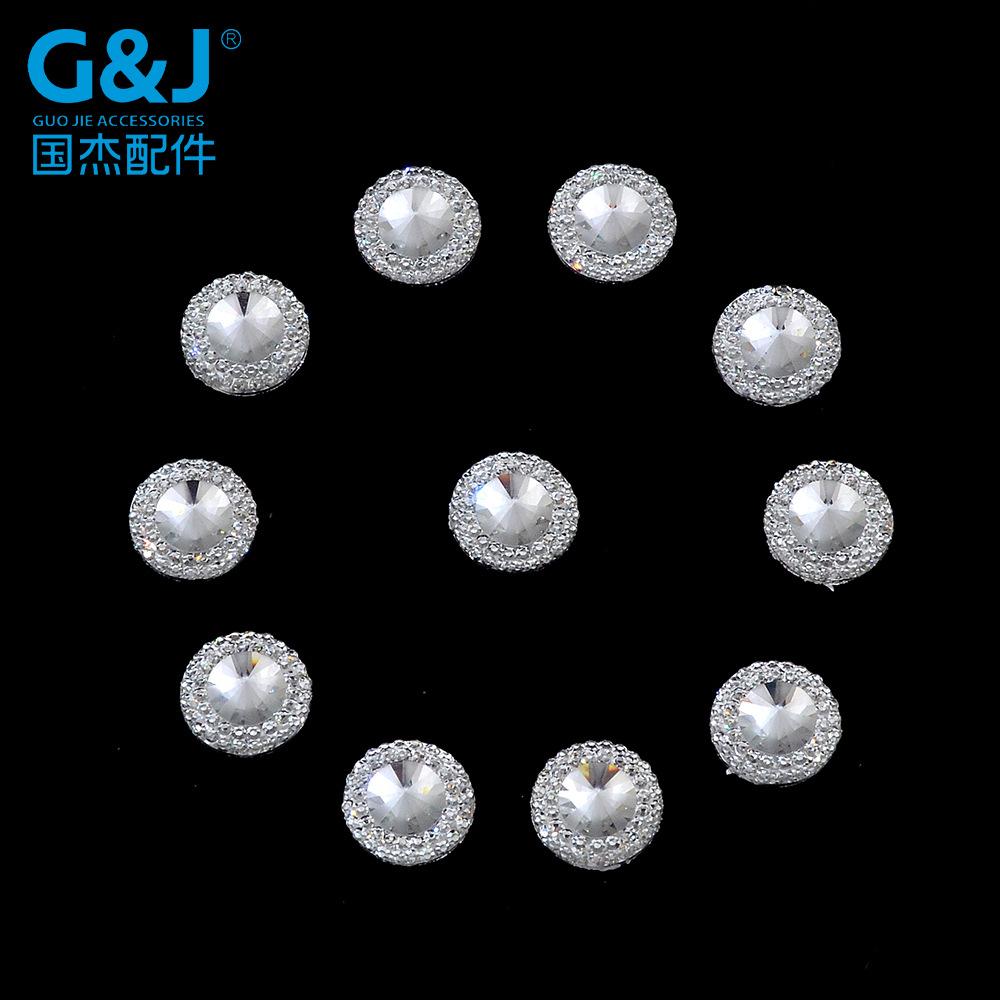 resin flat tip with two circles small round rhinestone jewelry accessories stick-on crystals diy jewelry accessories stick-on crystals factory wholesale