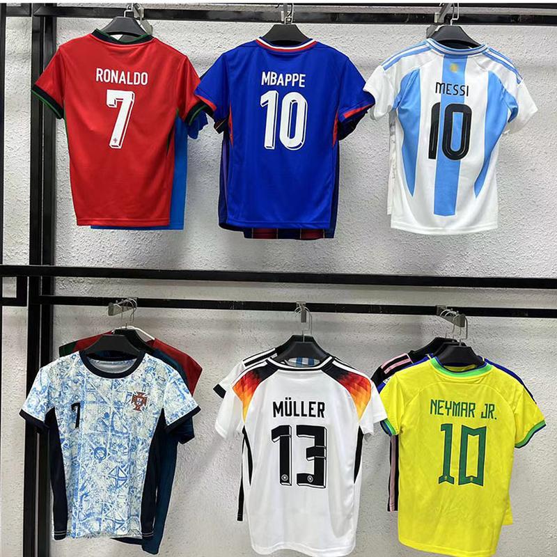 2024 Argentina No. 10 Massey Portugal No. 7 C Luo Jersey France Mbape No. 10 Children's Football Uniforms