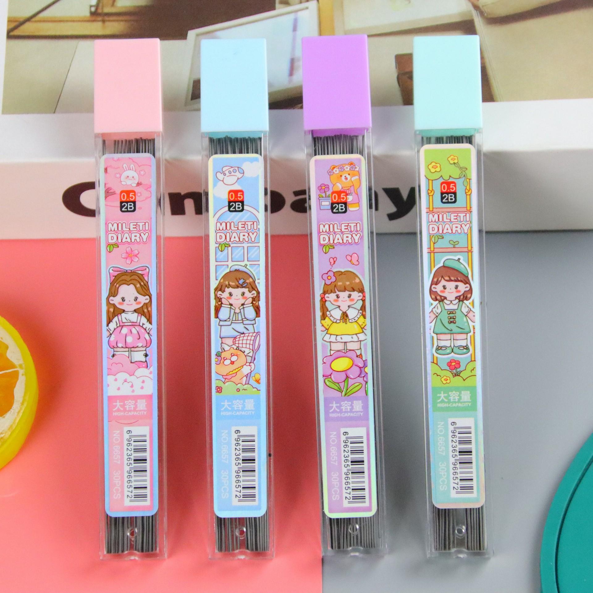 good-looking girl heart mechanical pencil lead retractable pencil accessories refill 0.5 mm2b polymer lead refill stationery wholesale full figure