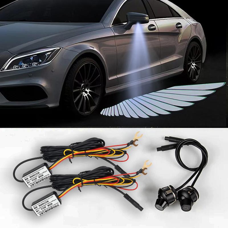 New Car Rearview Mirror Courtesy Lamp Wings Angel Wings Projection Lamp Laser Light Carpet Light