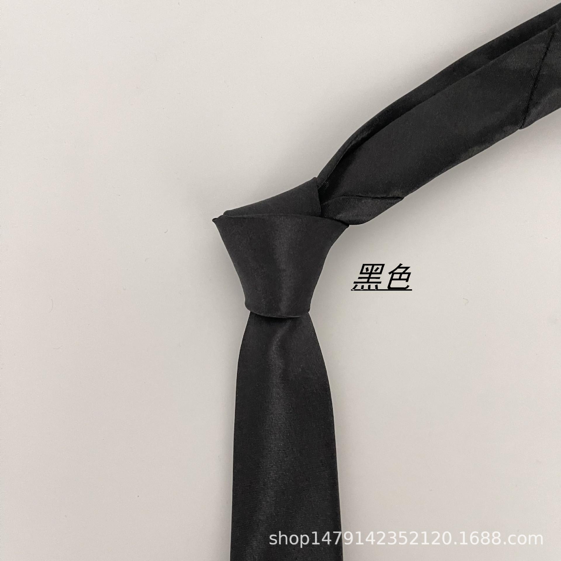 Tie Men's Spot 5cm Korean Style Solid Color Narrow Tie Casual Small Necktie Black 5cm Groom Wholesale Application Scenario