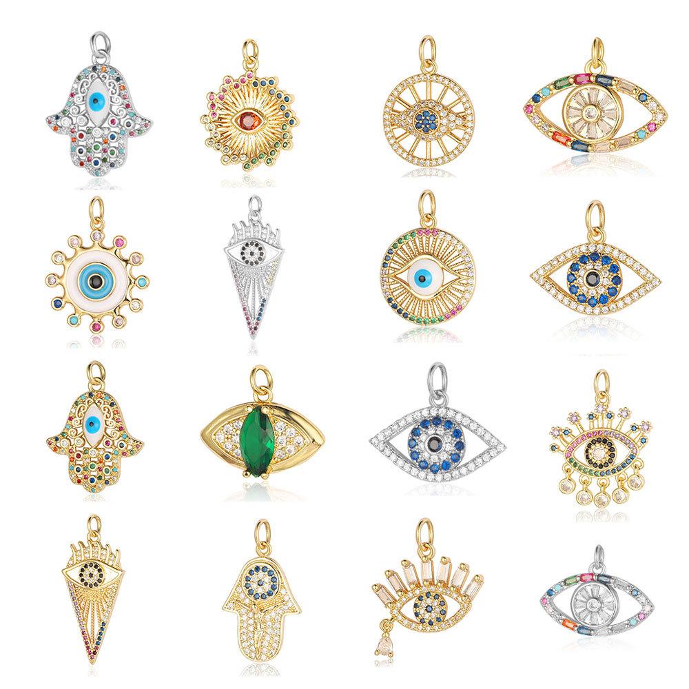 evil eye copper zircon diy jewelry accessories fatima palm eyes tears colored zirconium necklace pendant