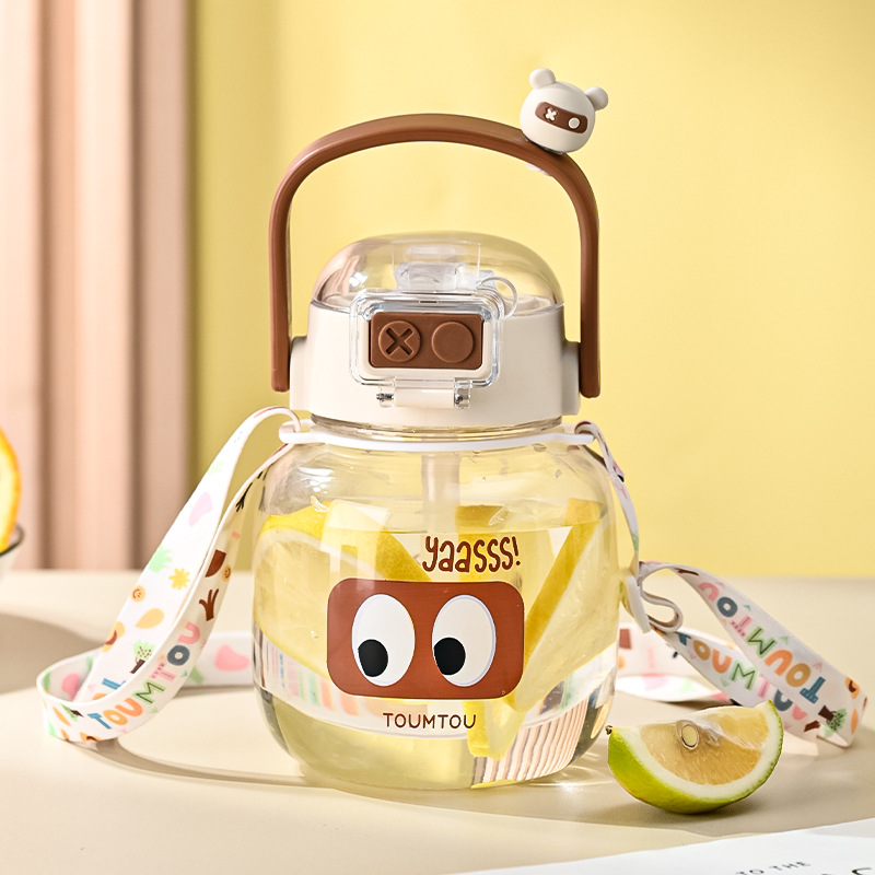 Y217-1550 water cup for students, high appearance level, cartoon double plastic water bottle for both men and women, cute, portable and large capacity Item Picture