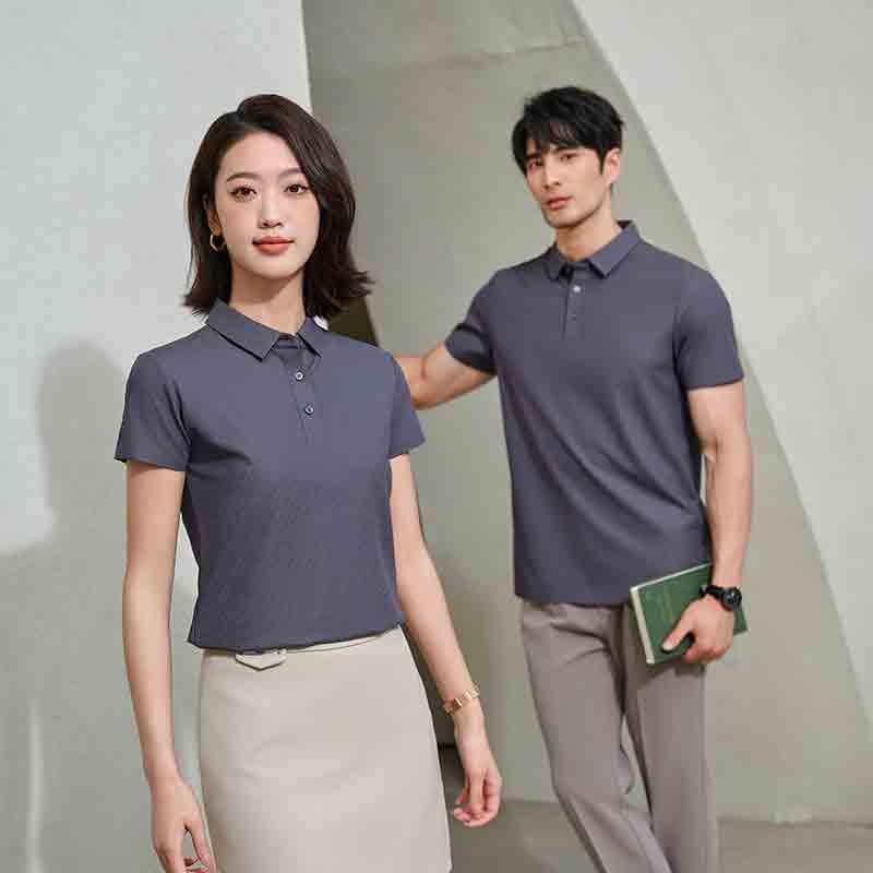 Spring And Summer New Loose And Comfortable Denim Seamless Solid Color Short-Sleeved Lapel Polo Shirt Dx-5A500 Application Scenario