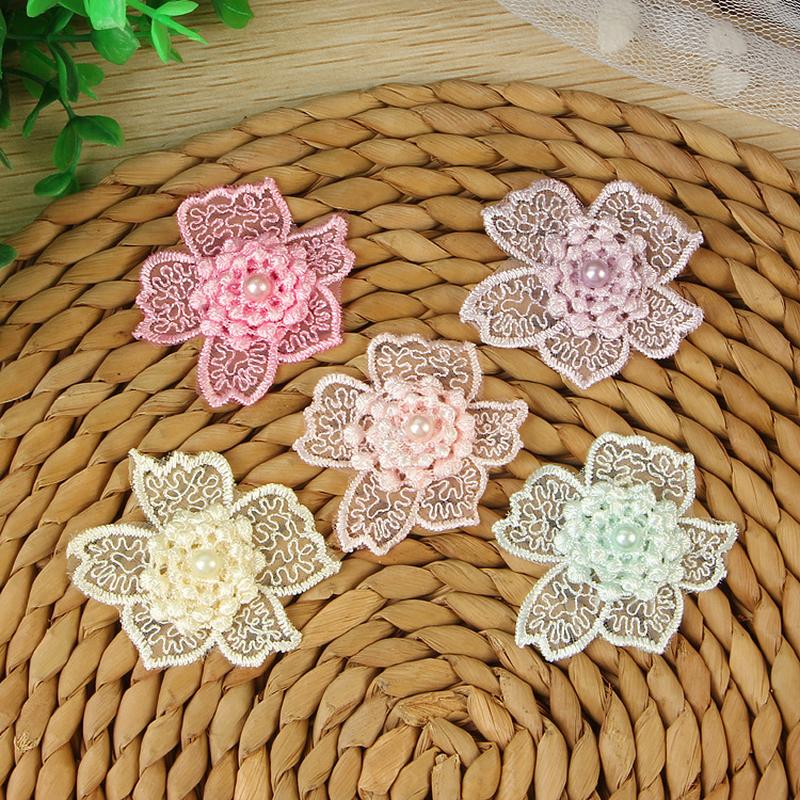 organza embroidery clothing accessories flower lace width 4. 5cm organza three-dimensional embroidery flower lace