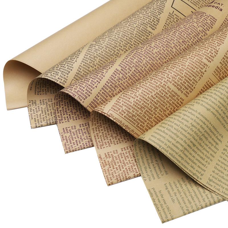 gift flowers wrapping paper flower shop dried flowers bouquet wrapping paper thicken kraft paper retro nostalgic english newspaper Specification drawing