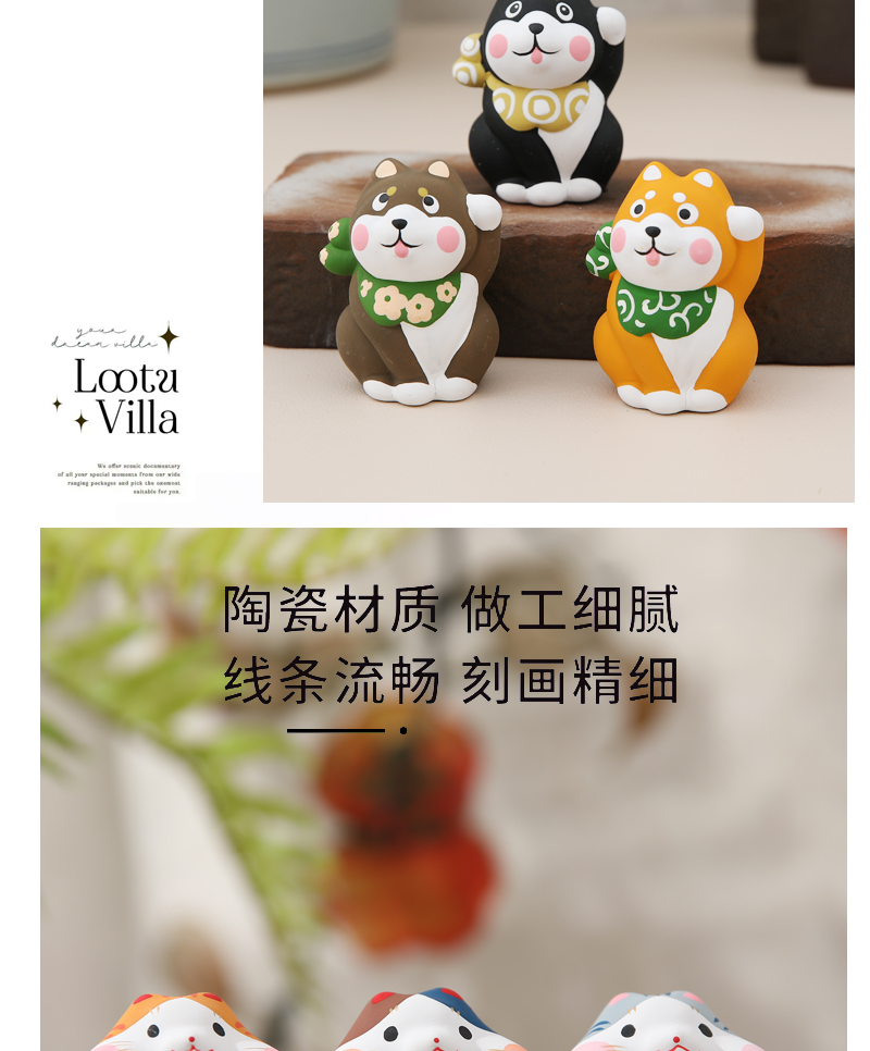 乐喵 陶瓷工艺品开运招财招福手绘可爱招财猫桌面家居送礼小摆件详情7