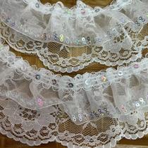 spot lace lace yarn strip double-row sequin double-layer pleated lace embroidery accessories