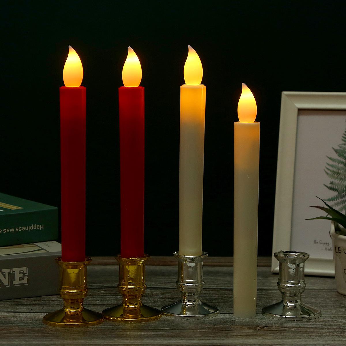 long brush holder electronic led candle light smokeless simulation flame head candle church wedding venue atmosphere layout props full figure