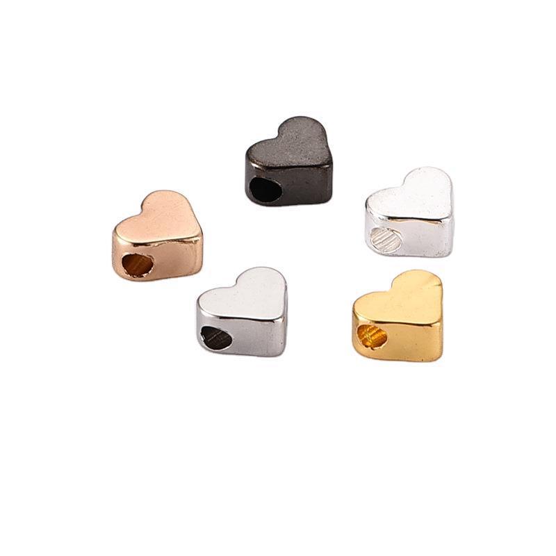 7*6mm electroplated multicolor brass perforated solid peach heart earrings necklace pendant bag jewelry accessories