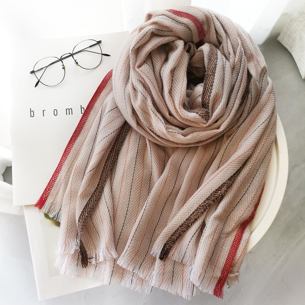 2023 autumn and winter new ethnic style striped shawl scarf men's muslim scarf muslim gauze processing customization