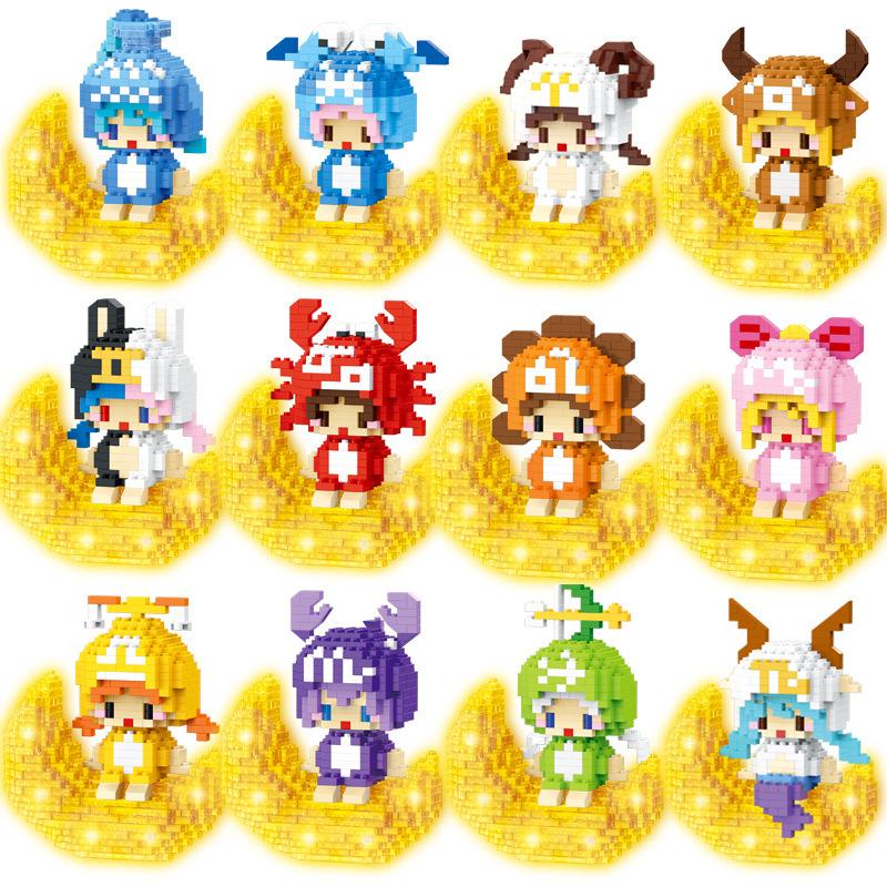 compatible with lego twelve constellation yue shi ji series puzzle assembling building blocks children's building blocks decoration toys wholesale