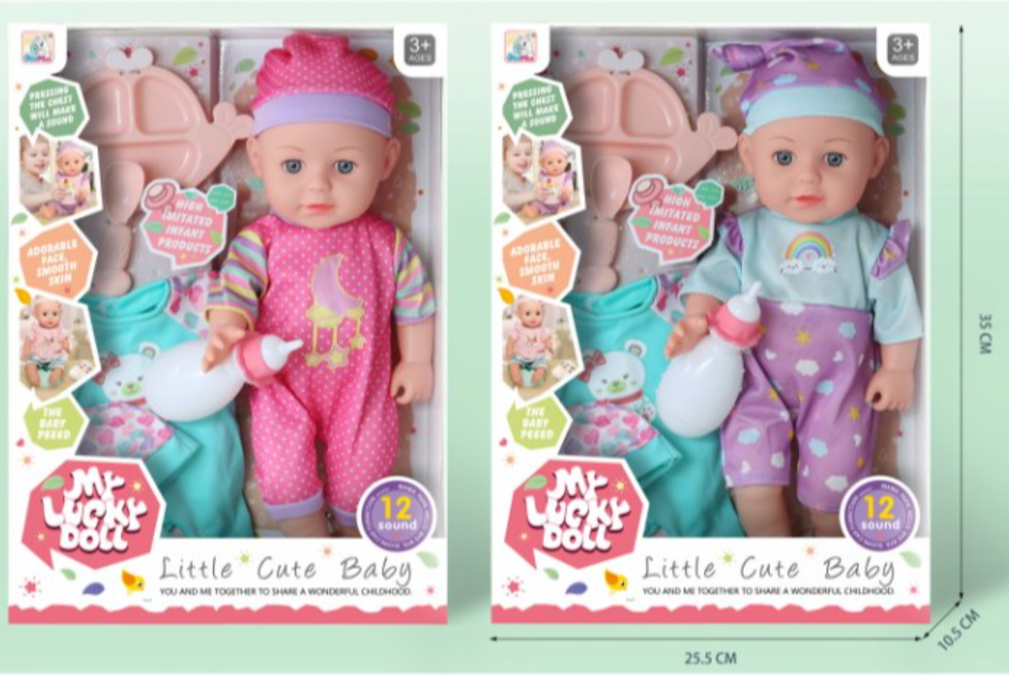 14-inch (36CM) vinyl baby boy can drink water and urinate with 12-sound IC and comes with clothes (2 mixed sets) children's toys Specification image