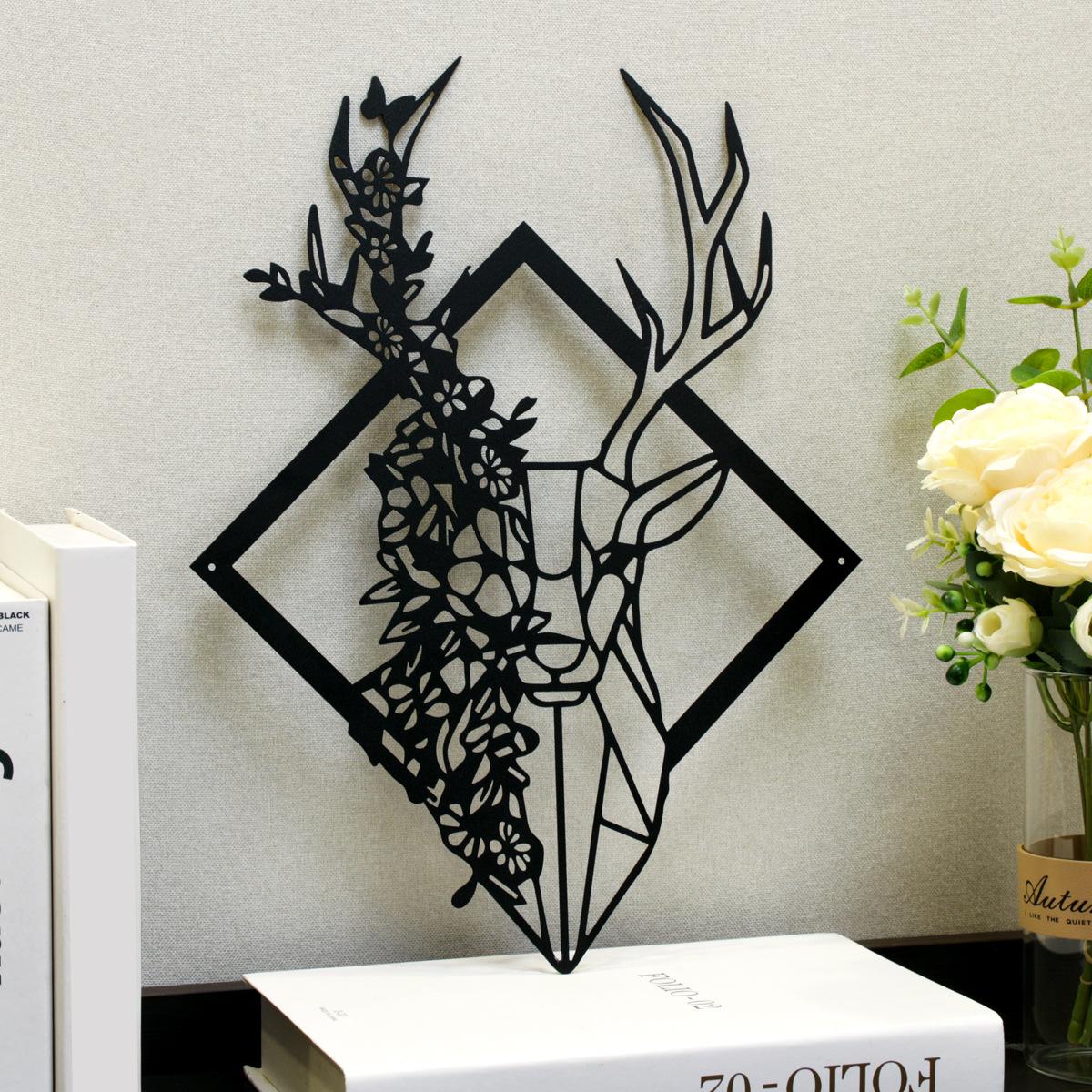 large metal deer wall art decoration country cottage decoration hunting decoration modern artistic home decorative wall details Picture