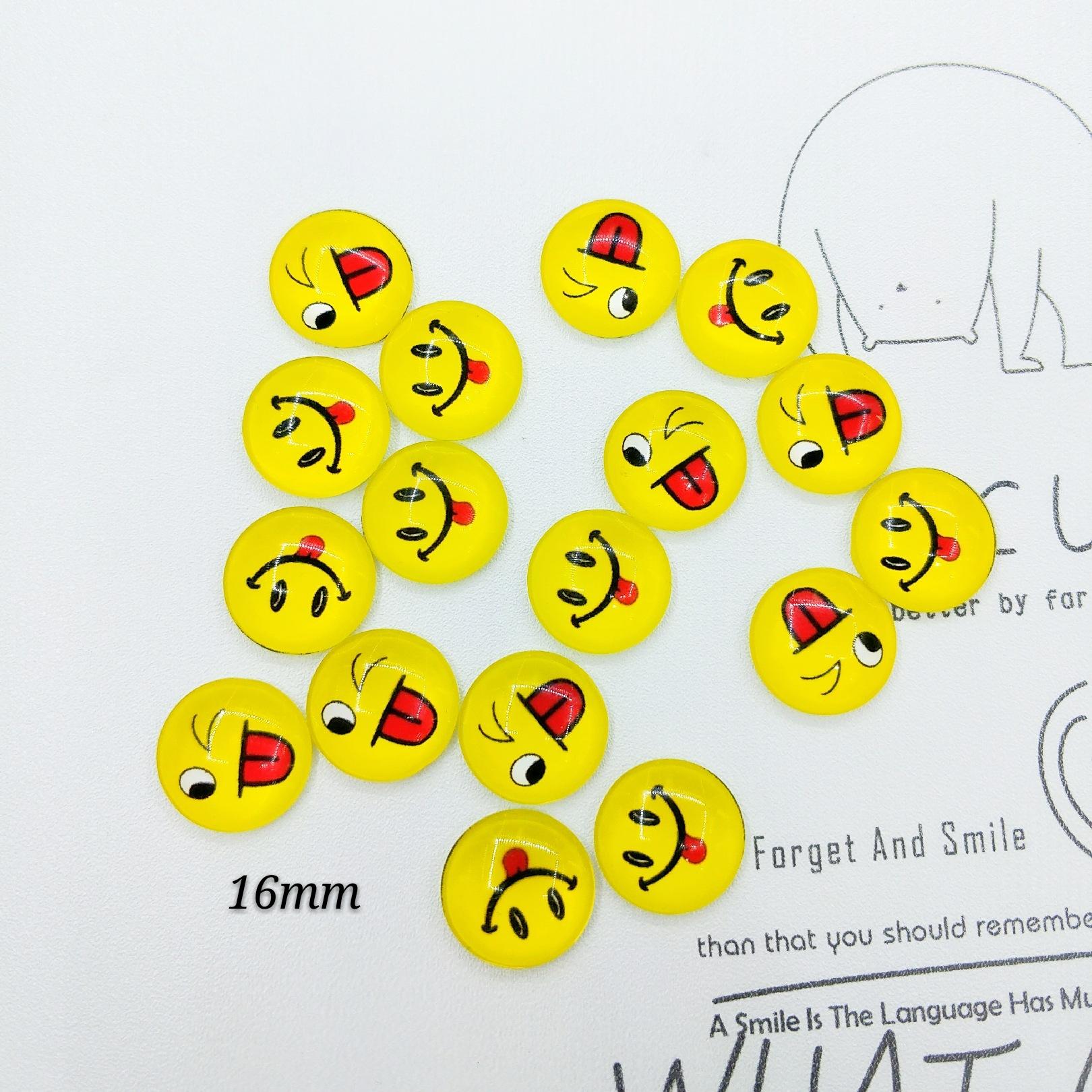 Glass Map Time Gem Smiley Face Map DIY Fridge Magnet Necklace Bracelet Semi-Finished Product Patch 84