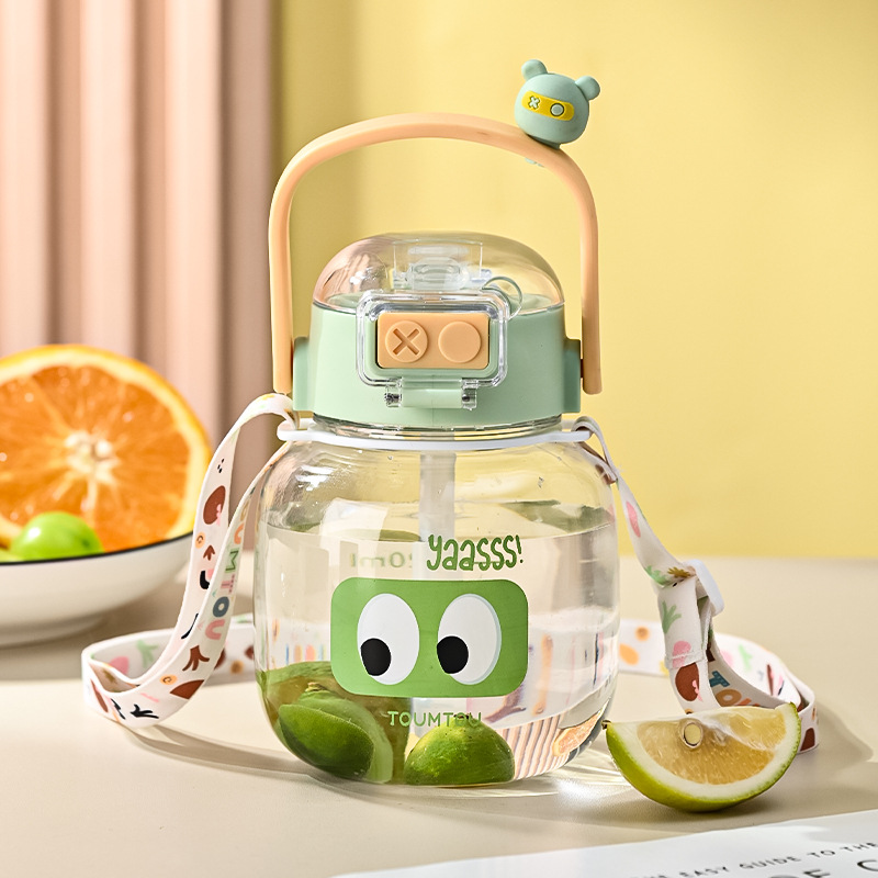 Y217-1550 water cup for students, high appearance level, cartoon double plastic water bottle for both men and women, cute, portable and large capacity details Picture