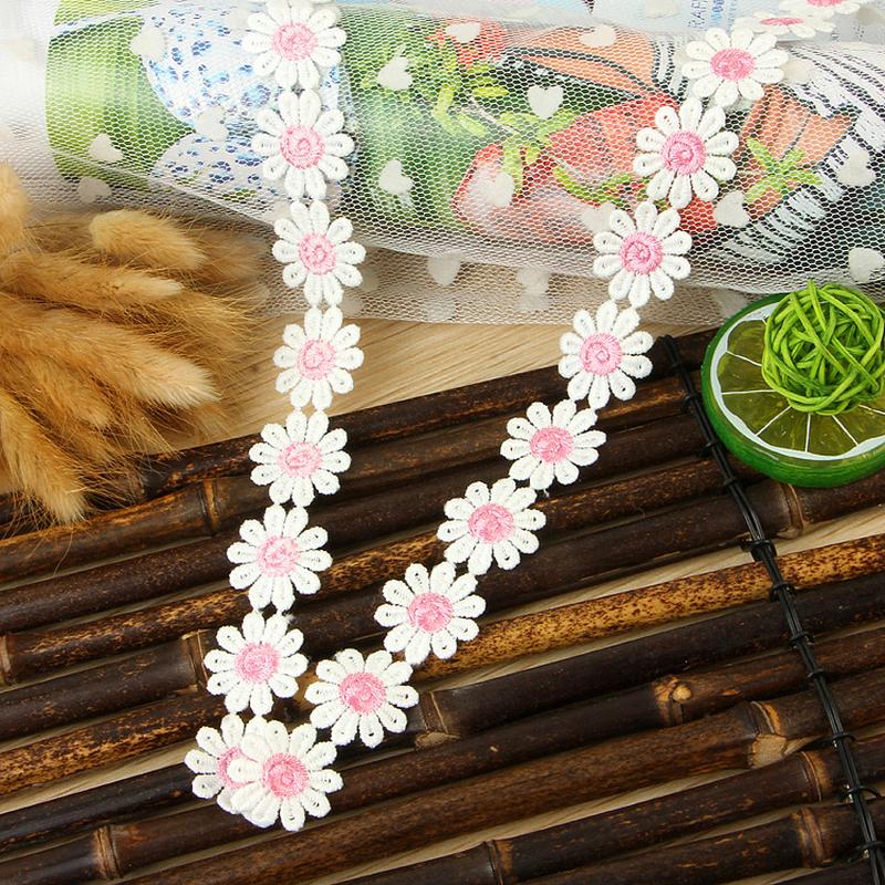 best-selling in stock 2.5cm hot 10-petal multi-color chrysanthemum milk fiber lace color embroidery lace Application Scenario
