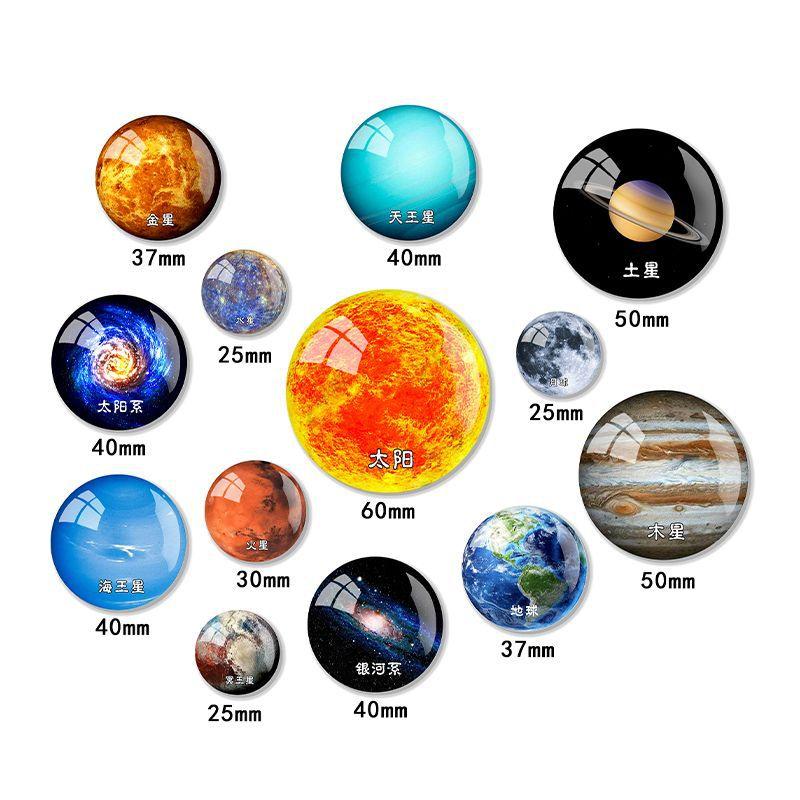 solar system eight planets crystal glass magnetic refridgerator magnets earth universe milky way teaching aids model magnet