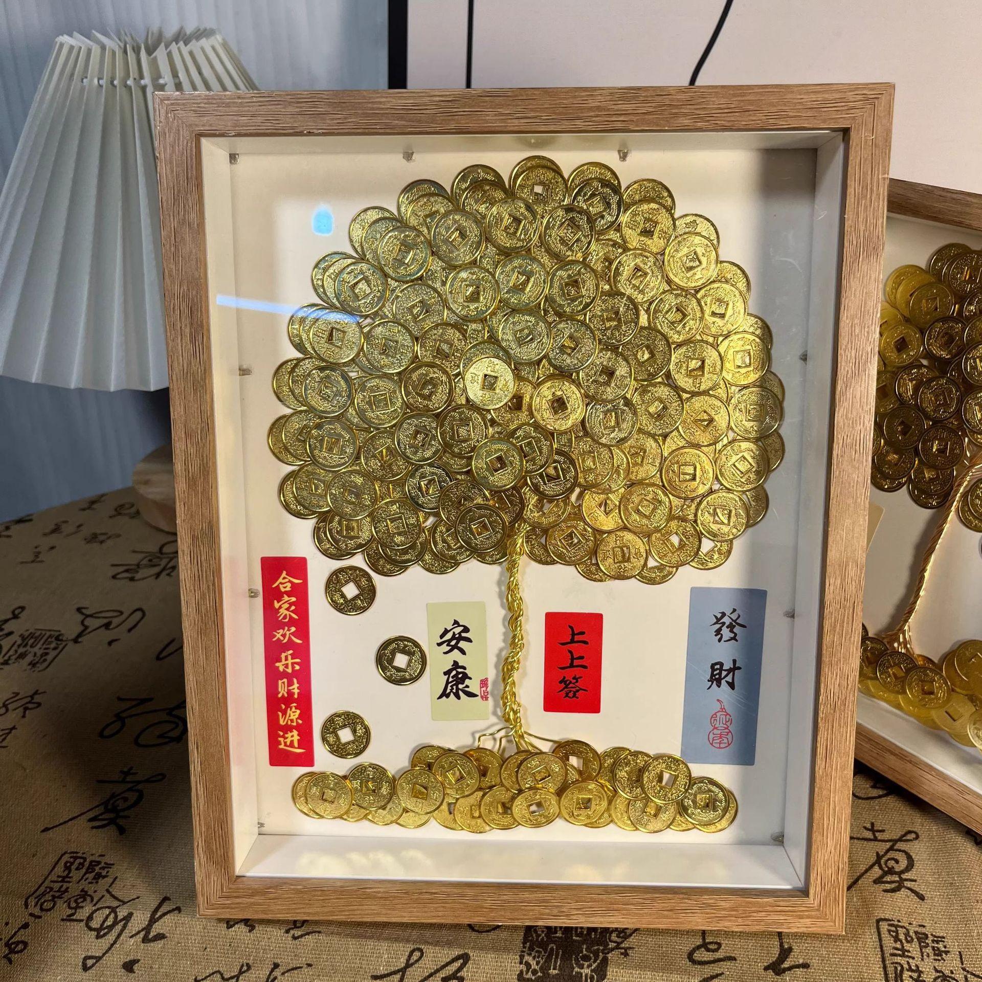 diy money tree opening fortune gold coin swing hallway gift fortune photo frame handmade money tree photo frame decoration diy details Picture