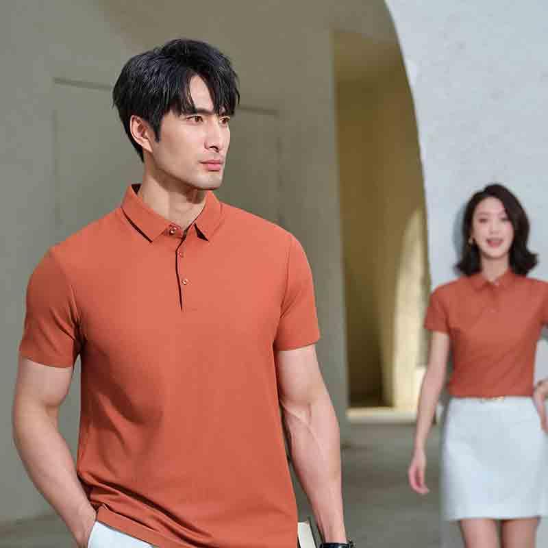 Spring And Summer New Loose And Comfortable Denim Seamless Solid Color Short-Sleeved Lapel Polo Shirt Dx-5A500 details Picture